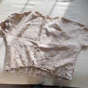 Linenfox 100% linen blouse shirt top in beige